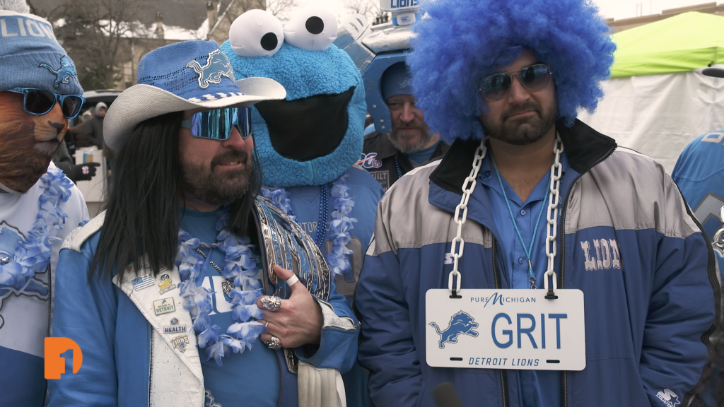 Detroit Lions fans at the second round divisional playoff game versus the Tampa Bay Buccaneers at Ford Field in Detroit